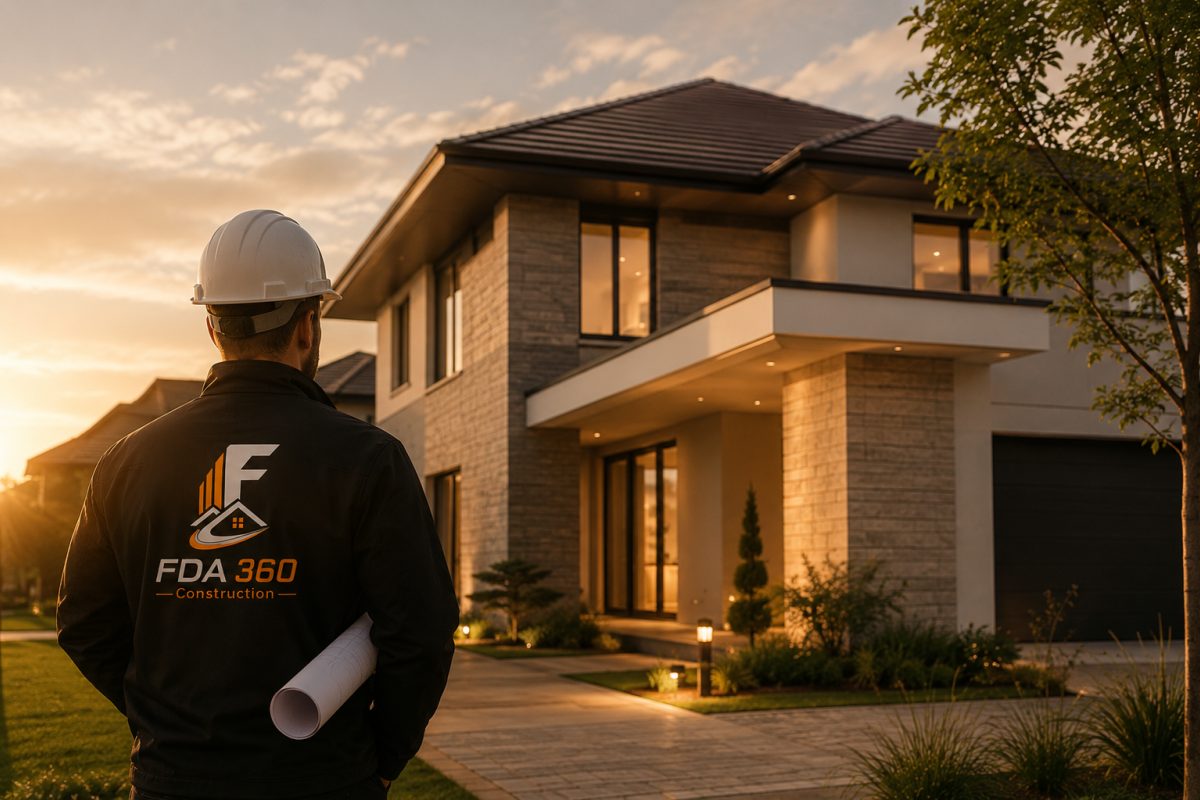 Chantier de construction FDA 360 au coucher du soleil