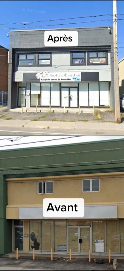 Rénovation commerciale d'une garderie à Mont-Bleu — avant et après