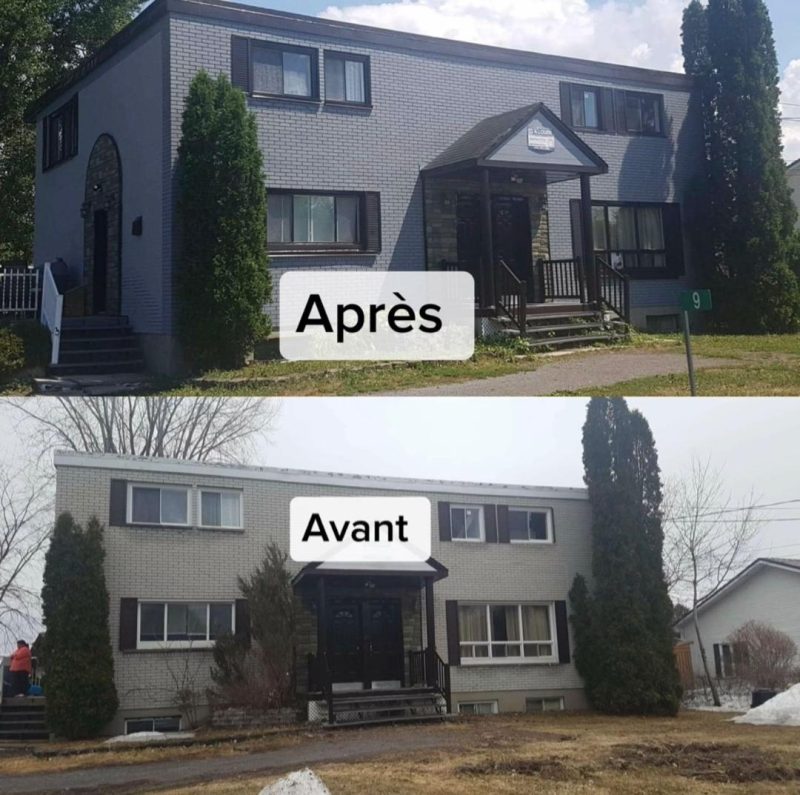 Rénovation extérieure d'un immeuble à logements — avant et après