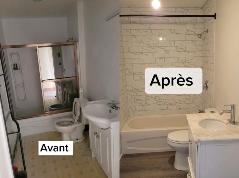 Rénovation de salle de bain avec baignoire — avant et après